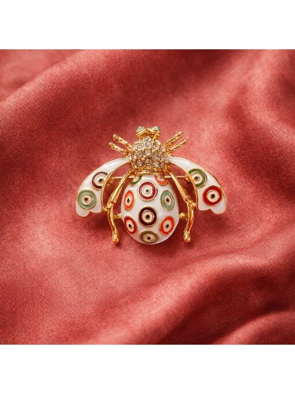 Vintage Bee White Gold Brooch
